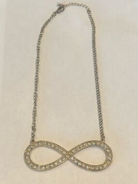 Infinity Statement  Necklace in Gold with Crystal Accents